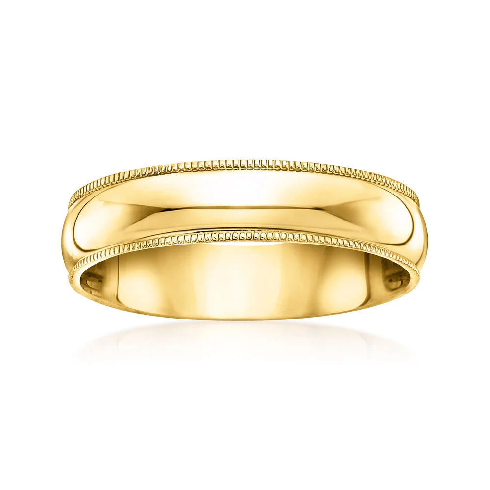 Men's 5mm 14kt Yellow Gold Milgrain Band