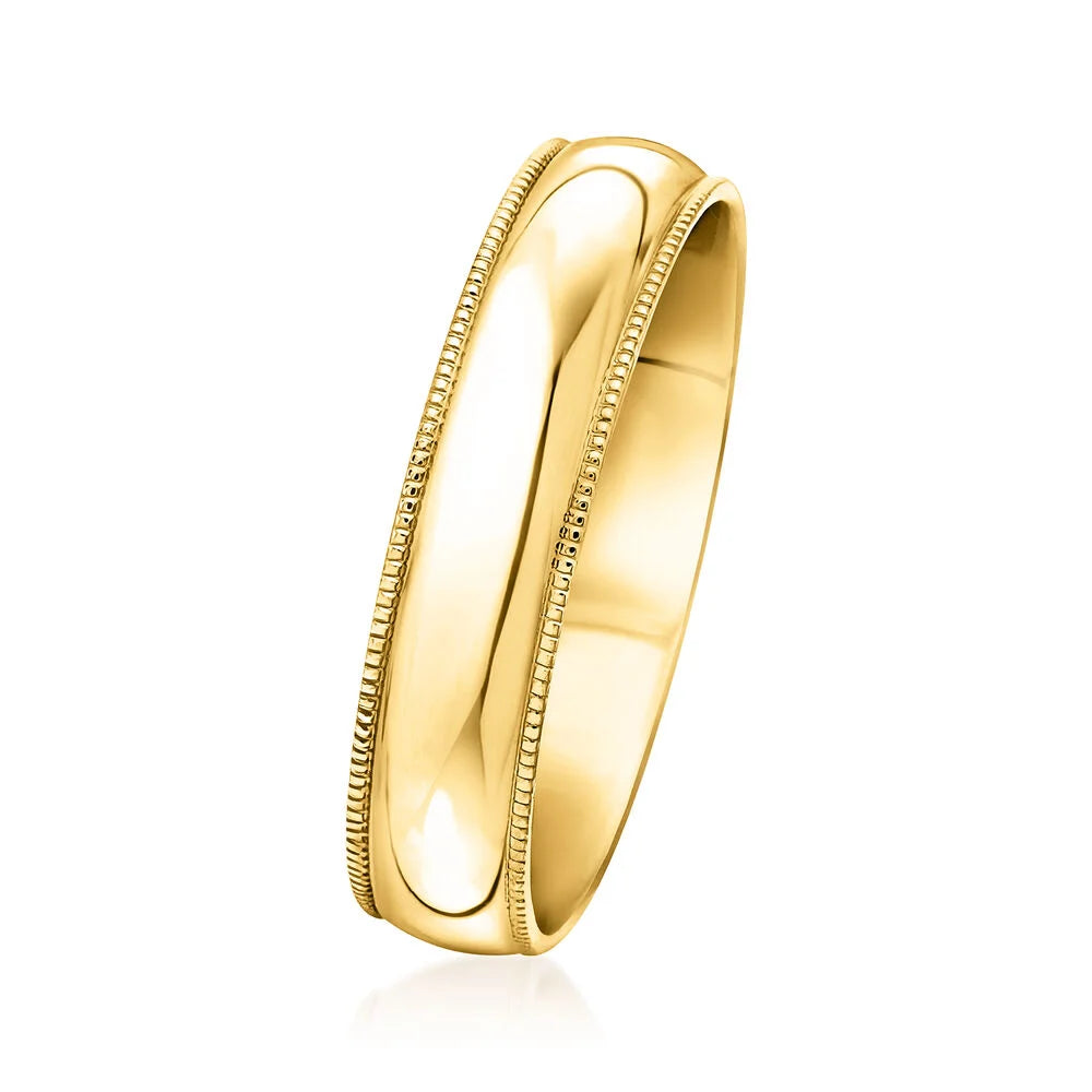 Men's 5mm 14kt Yellow Gold Milgrain Band