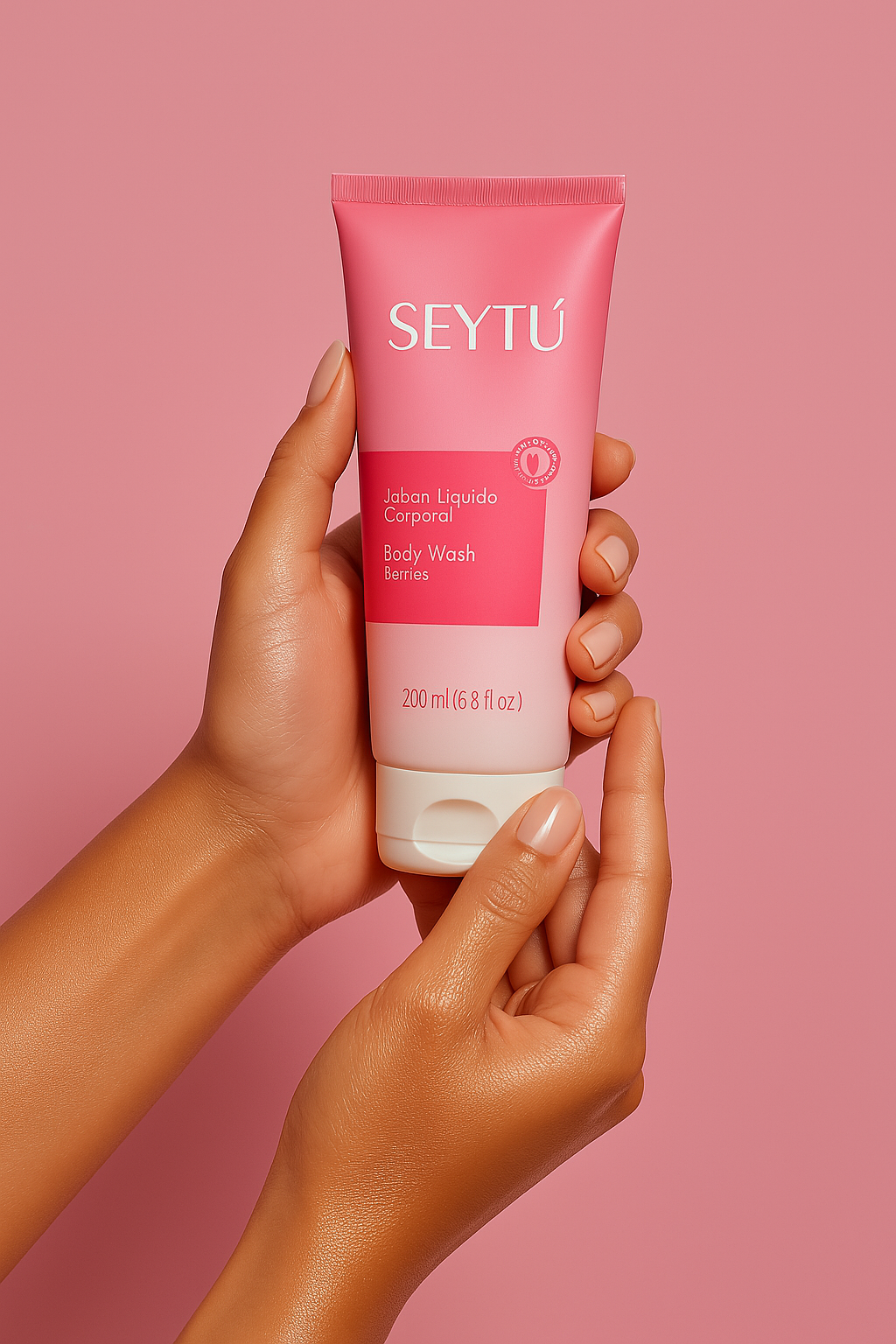 SEYTU body wash berries product image held in hands